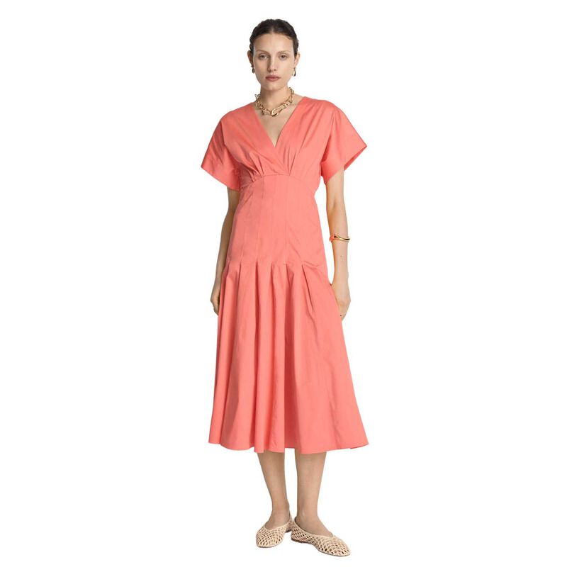 Veronika Maine Stretch Cotton Pleat Midi Dress image number 4